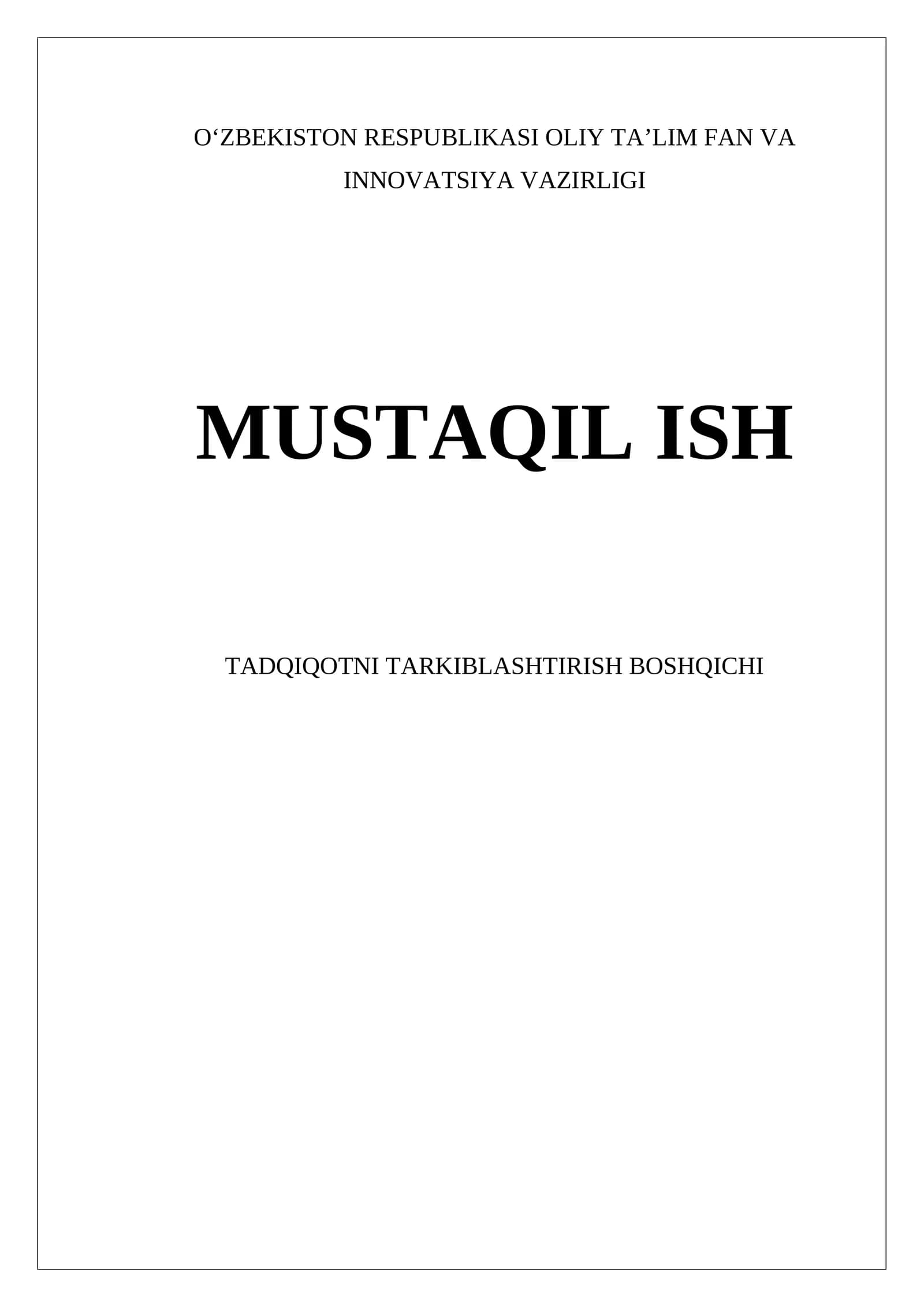 Tadqiqotni Tarkiblashtirish Boshqichi