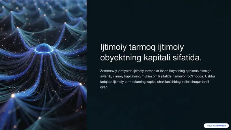 Ijtimoiy tarmoq ijtimoiy obyektning kapitali sifatida.