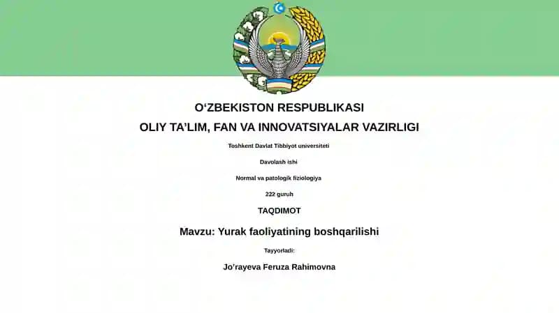 Yurak faoliyatining boshqarilishi