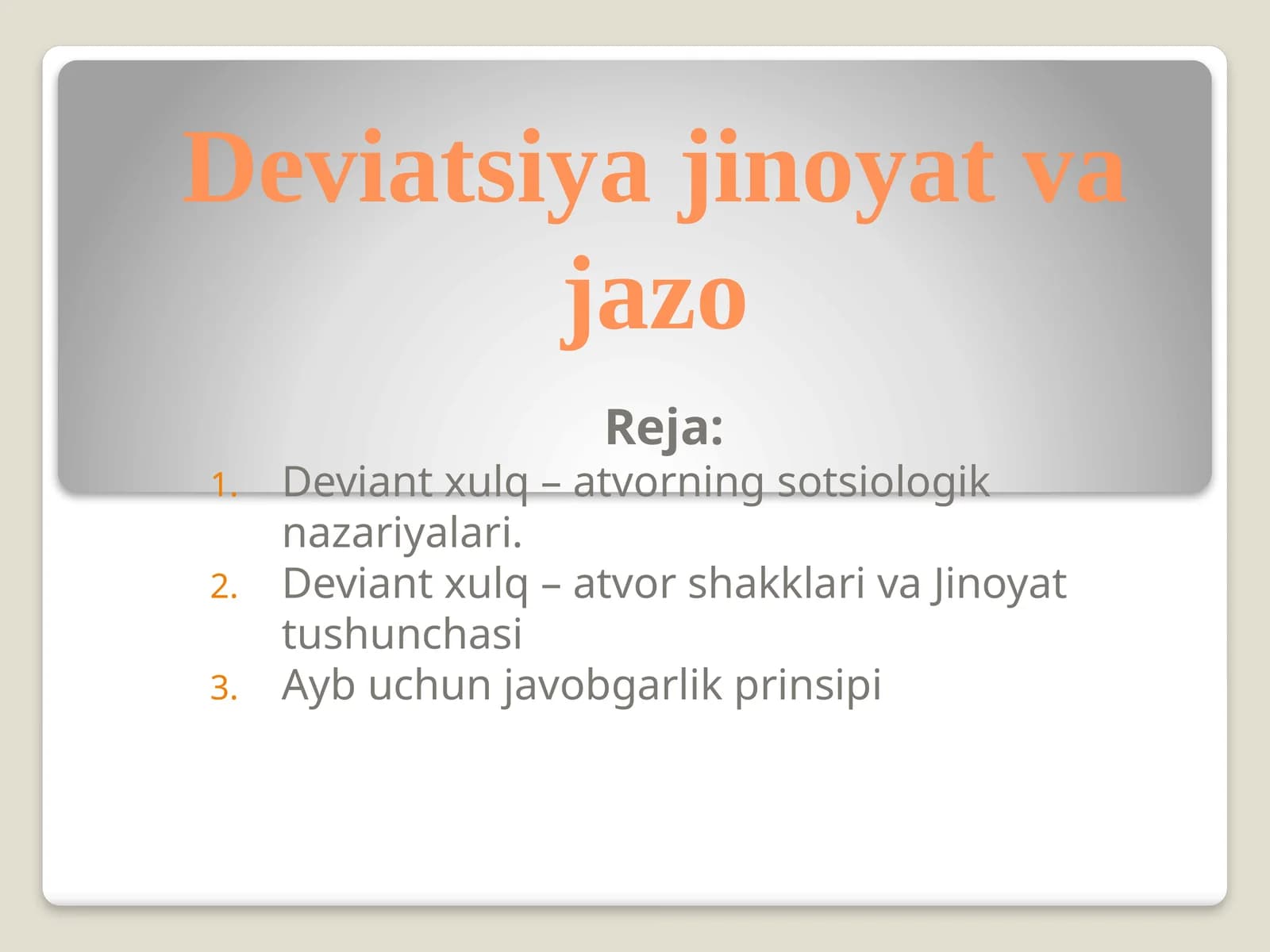 Deviatsiya jinoyat va jazo