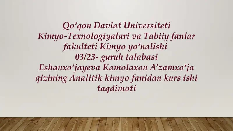 Hajmiy analiz va uning metodlari