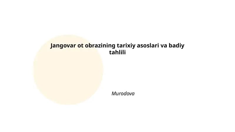 Jangovar ot obrazining tarixiy asoslari va badiy tahlili