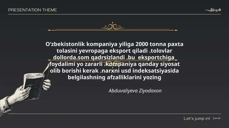 Paxta to'lasi eksporti