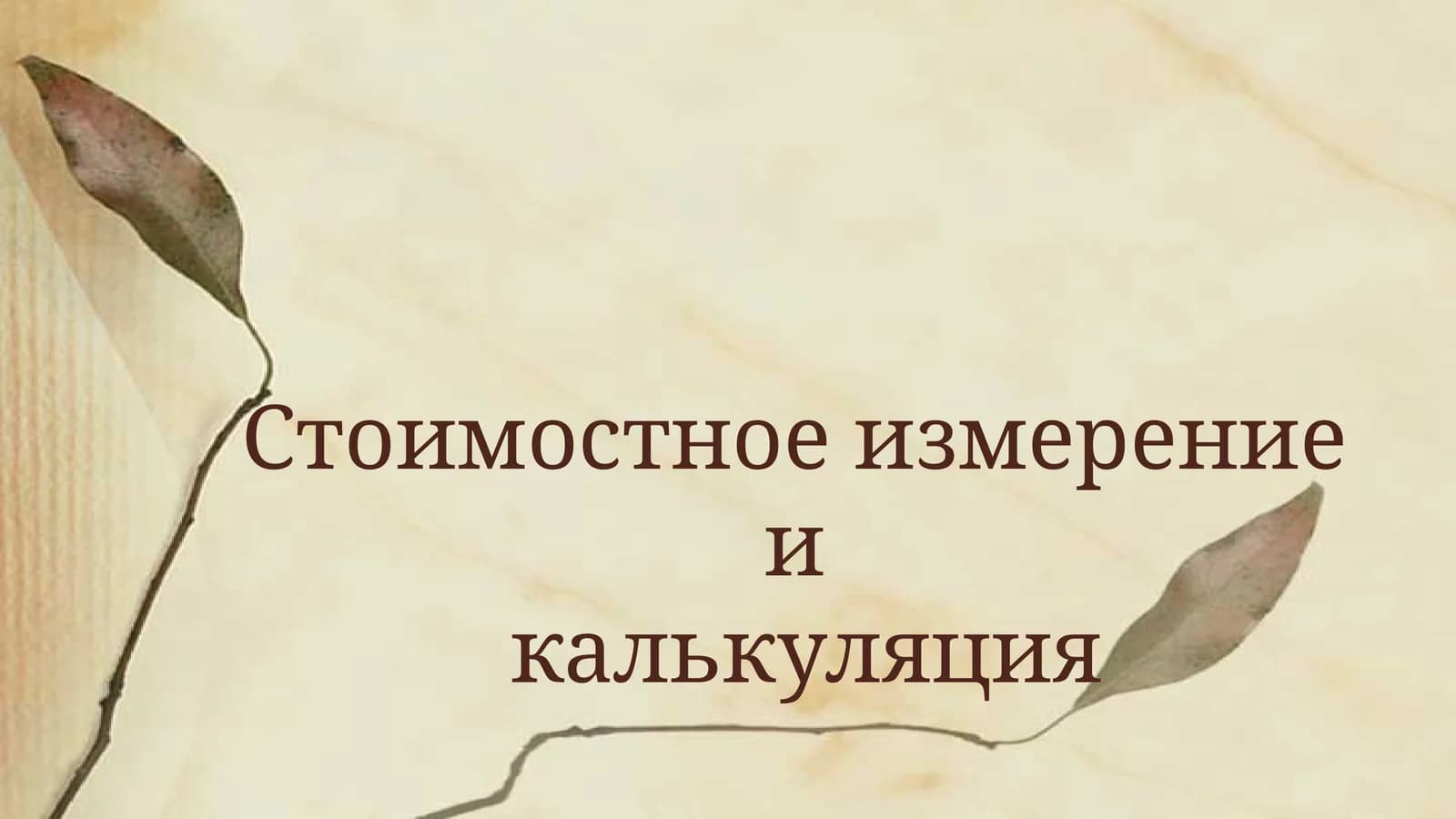 Стоимостное измерение