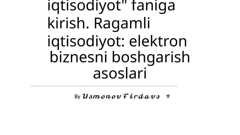 Ragamli iqtisodiyot: elektron