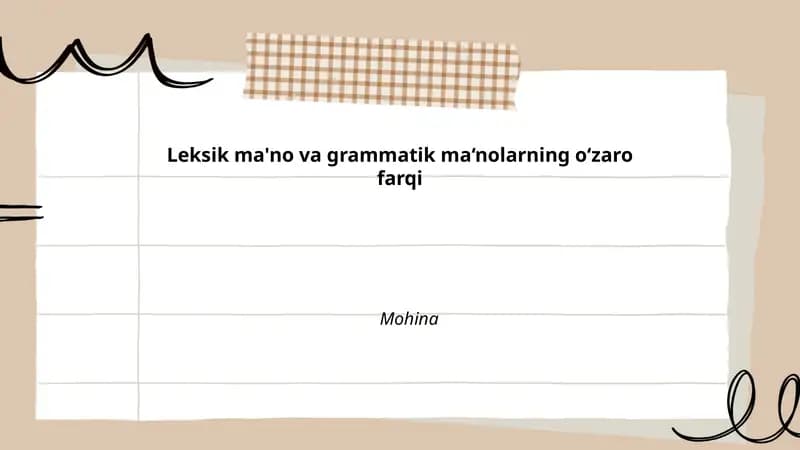 Leksik va Grammatik Ma'nolar Farqi