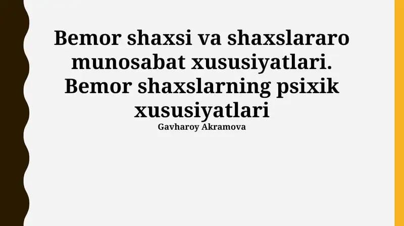 Davolash jarayoniga ta'siri