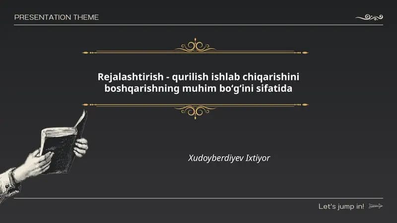 Rejalashtirish - Qurilish Ishlab Chiqarishini Boshqarish