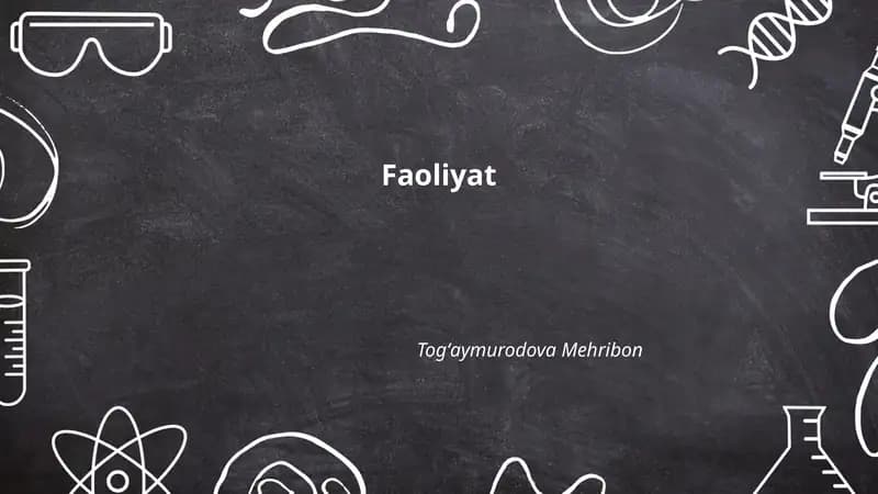 Faoliyat Tushunchasi va Turlari