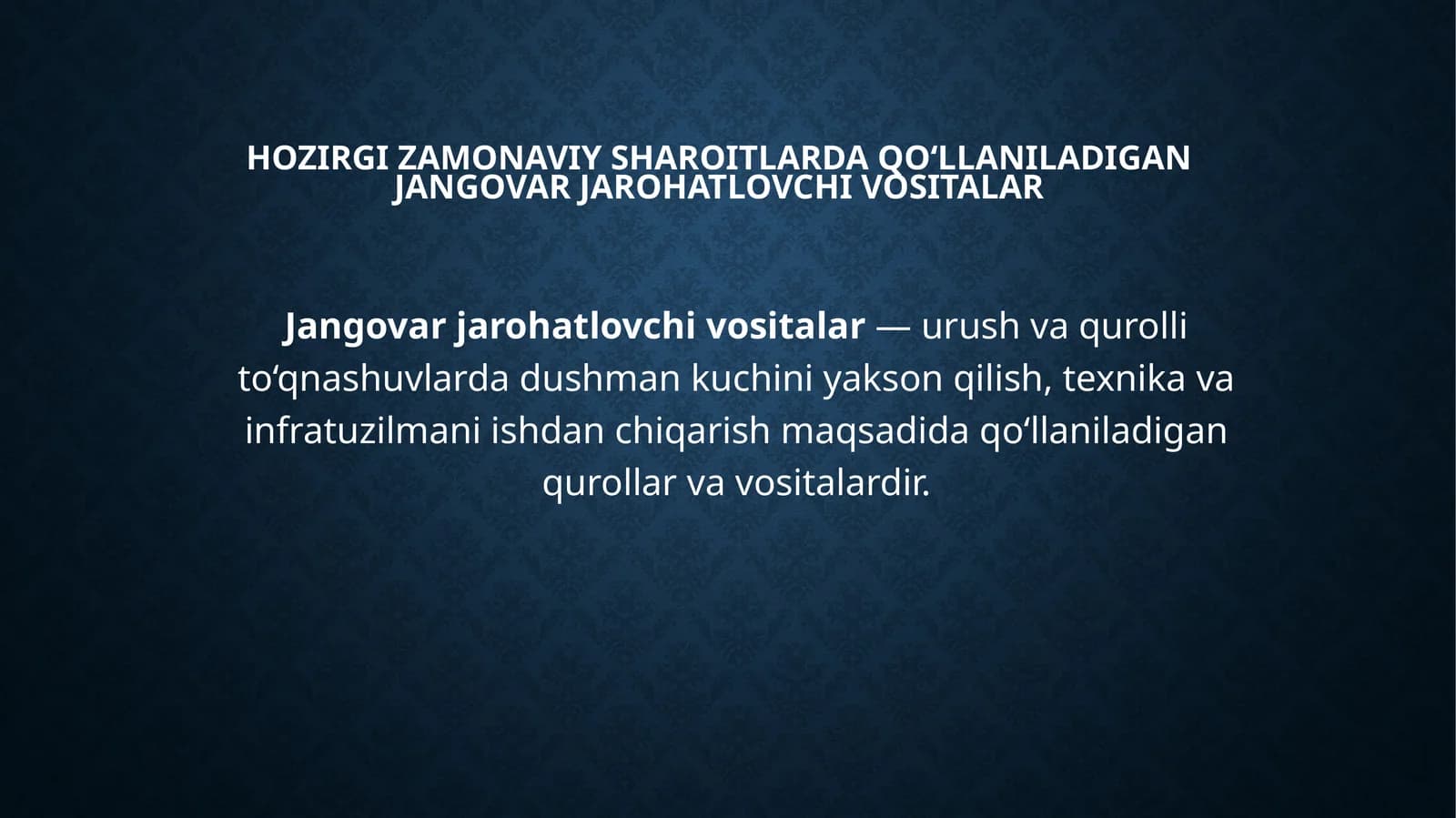 Jangovar jarohatlovchi vositalar