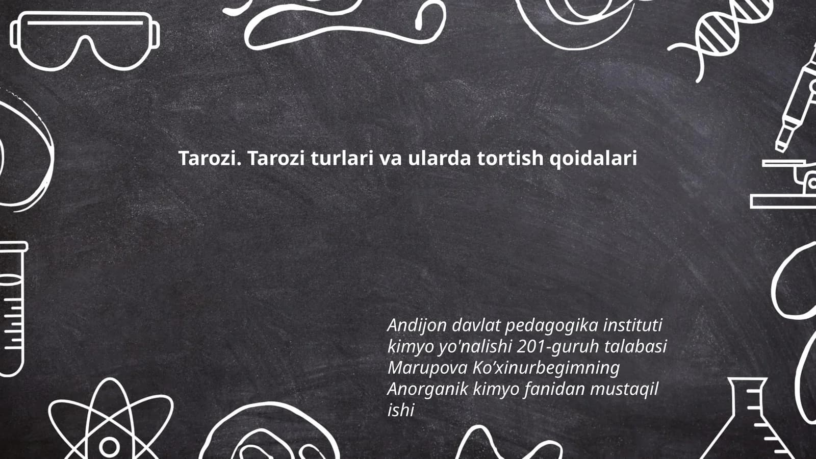Anorganik kimyo fanidan mustaqil ish