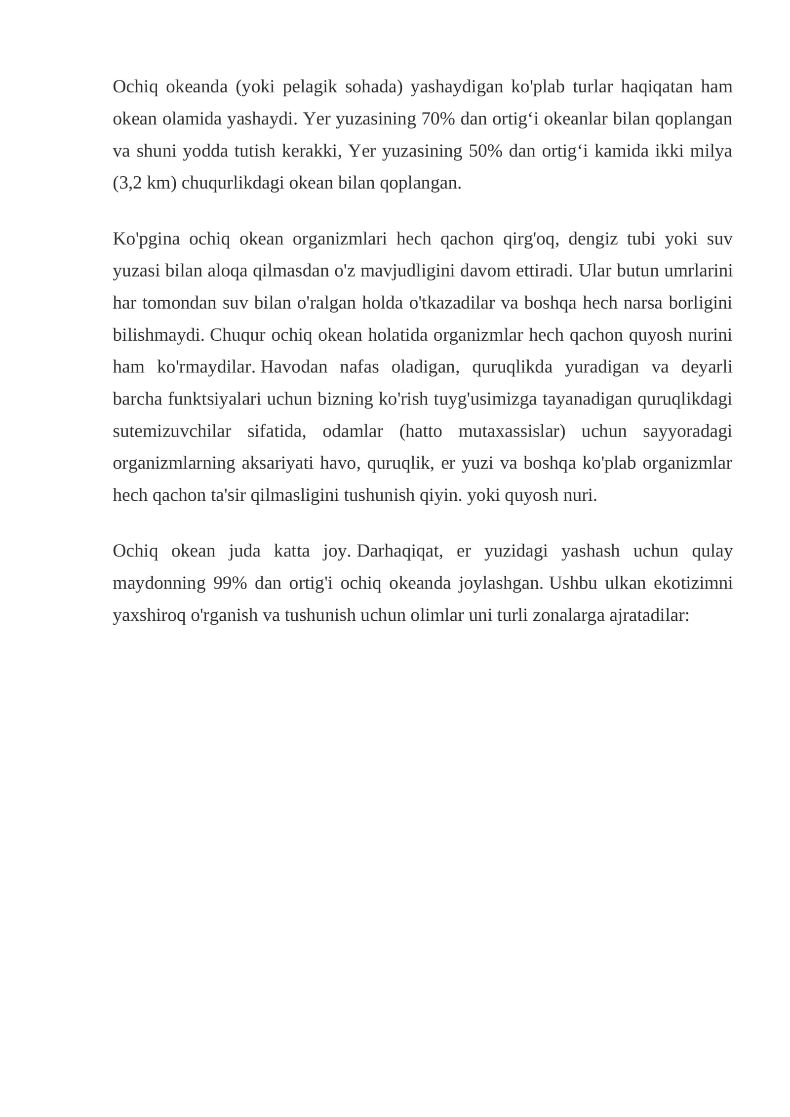 Ochiq okean organizmlari