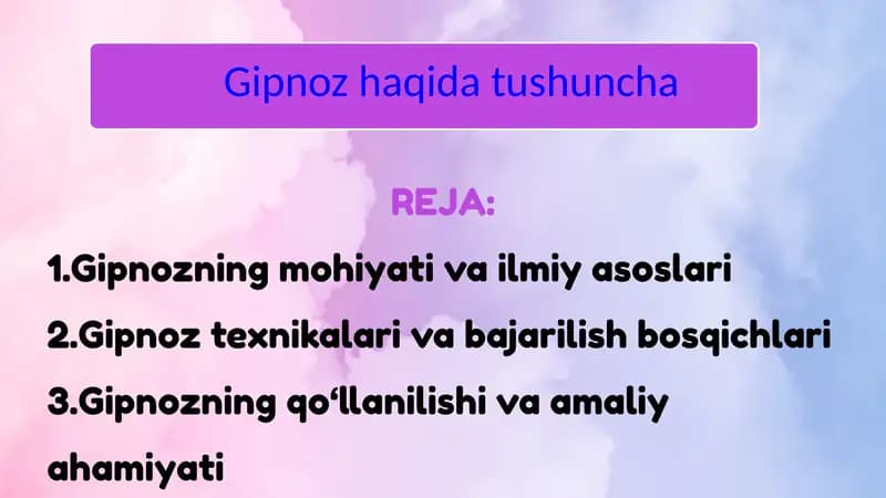 Gipnoz haqida ma'lumot