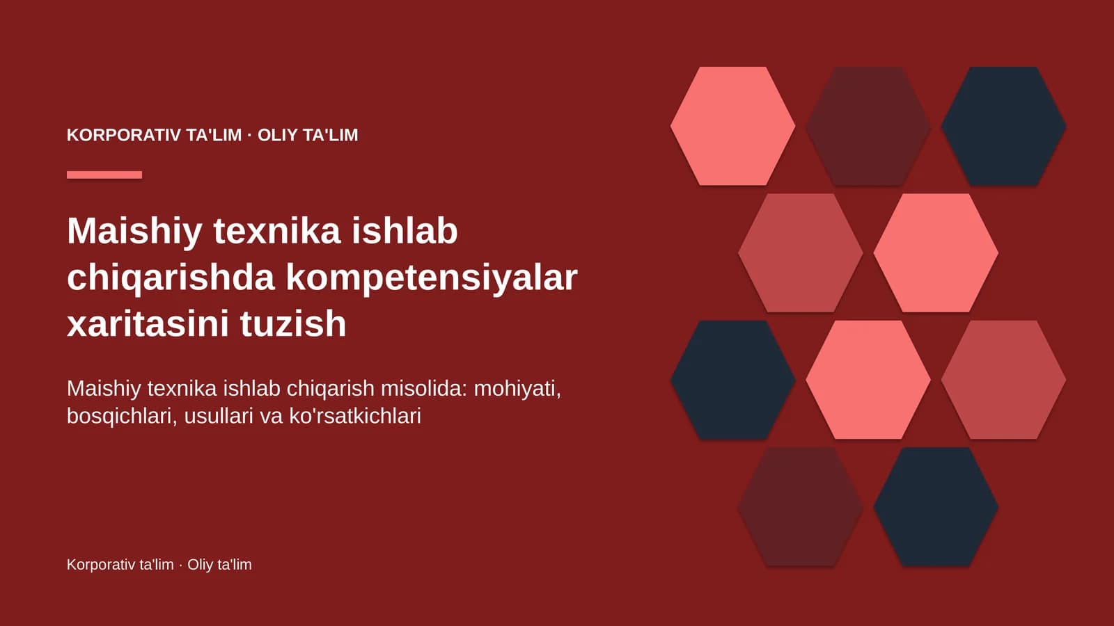 Maishiy texnika ishlab chiqarishda kompetensiyalar xaritasini tuzish