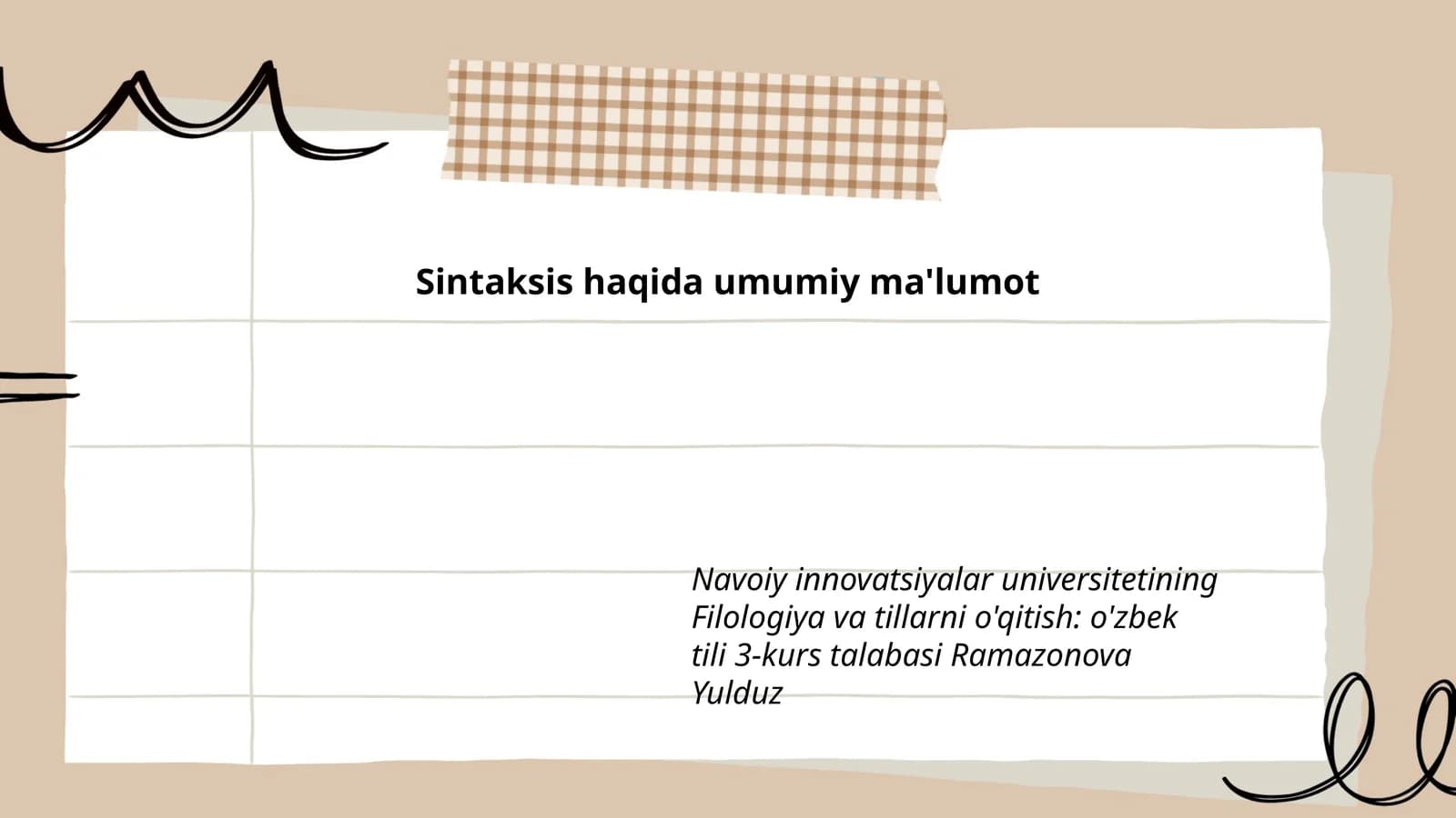 Sintaksis haqida umumiy ma'lumot