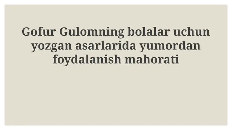 G'afur G'ulomning bolalar uchun yumor