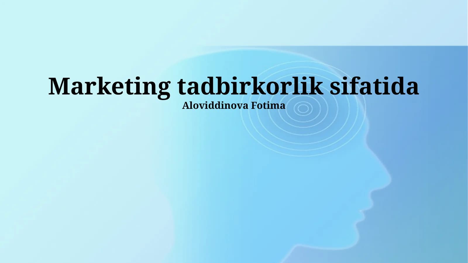 Marketing Tadbirkorlik Sifatida