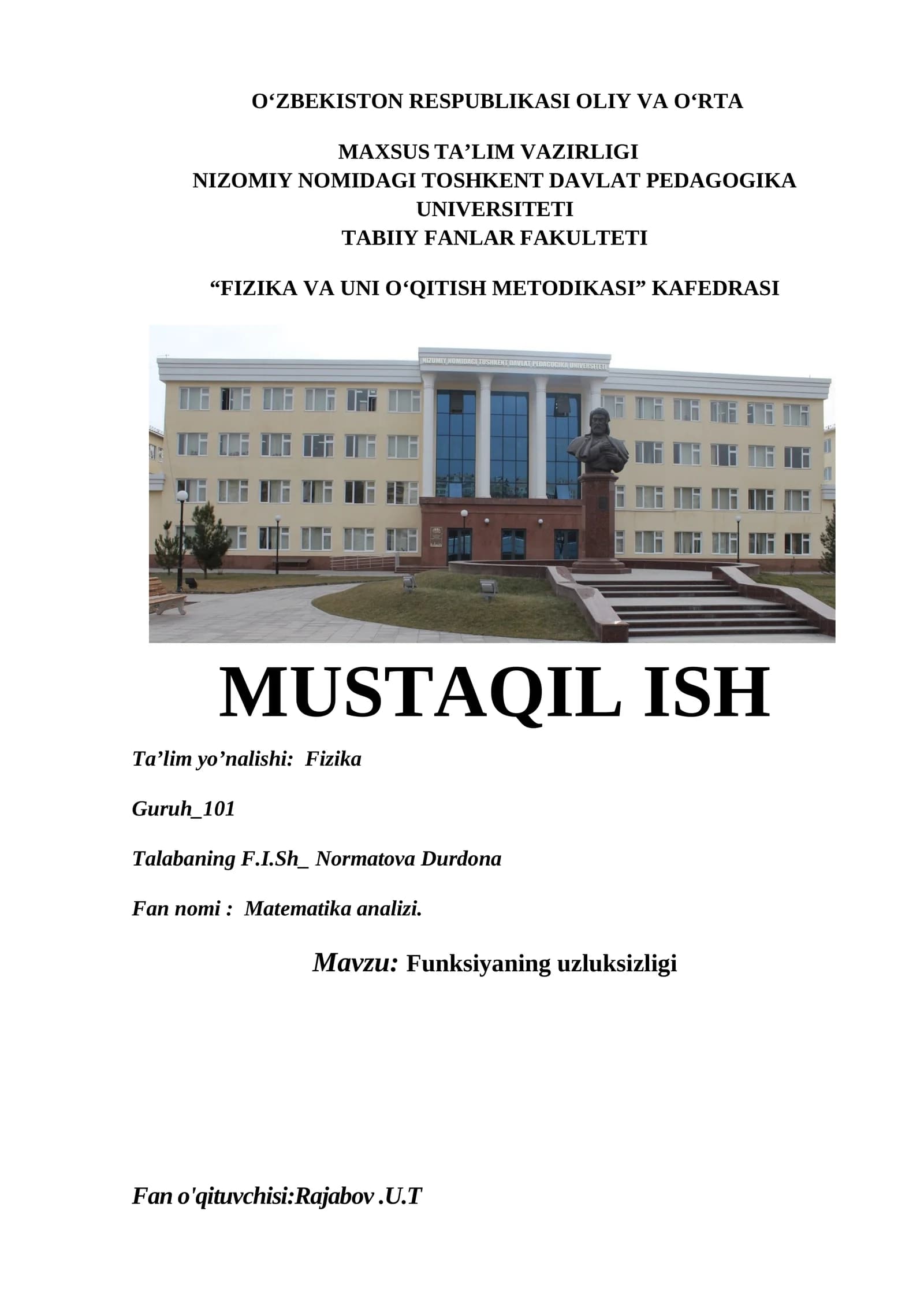 Funksiyaning uzluksizligi
