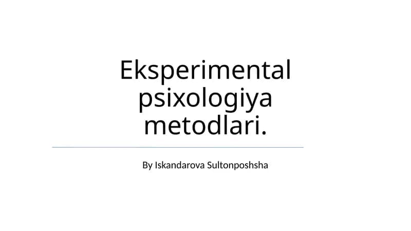 Eksperimental psixologiya metodlari