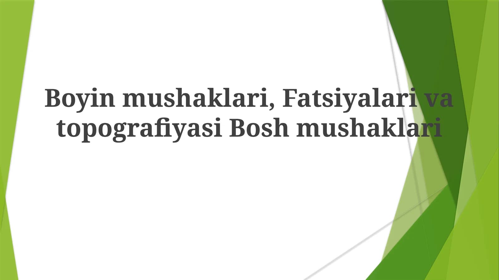 Bosh Mushaklarining Topografik Anatomiyasi