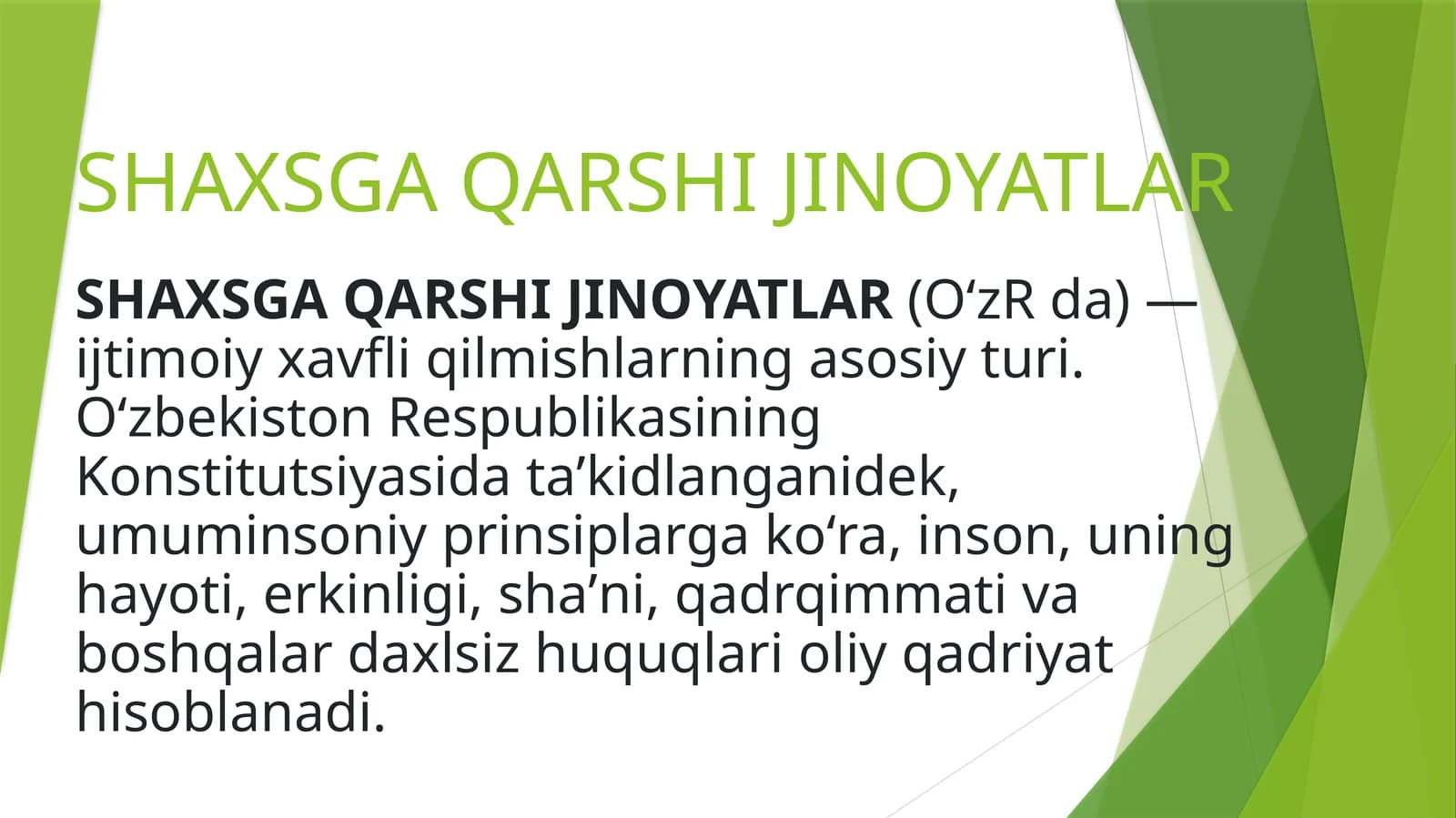 SHAXSGA QARSHI JINOYATLAR