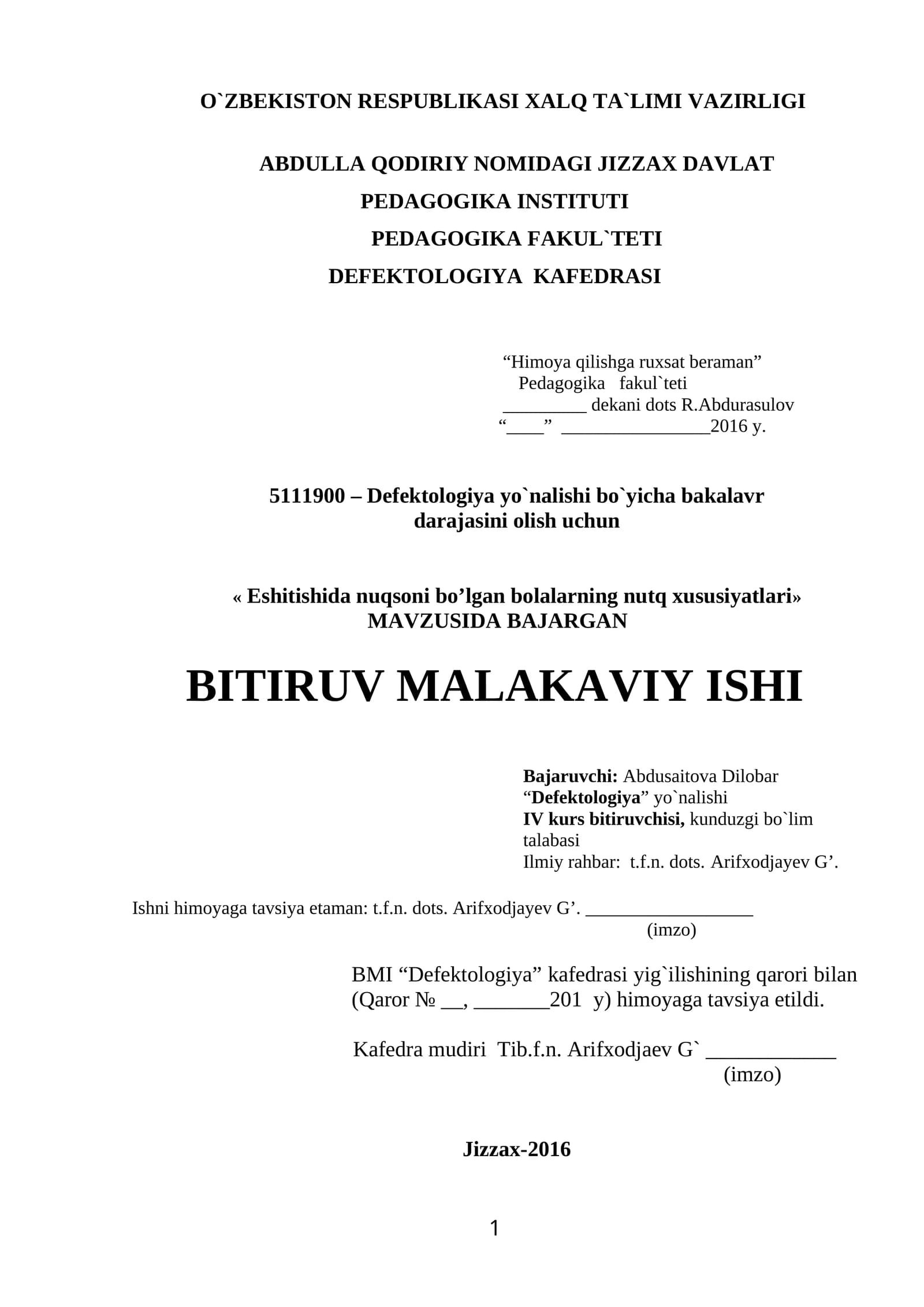 Eshitishida nuqsoni bo’lgan bolalarning nutq xususiyatlari