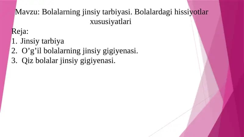 Bolalarning jinsiy tarbiyasi