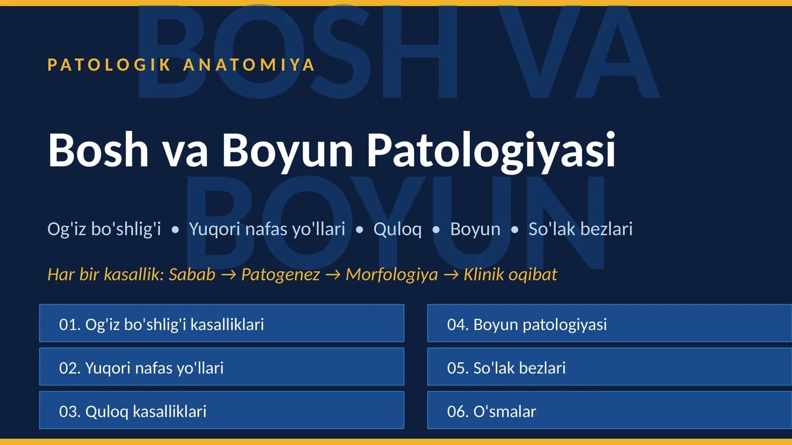 Bosh va Boyun Patologiyasi