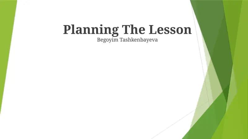 Planning The Lesson