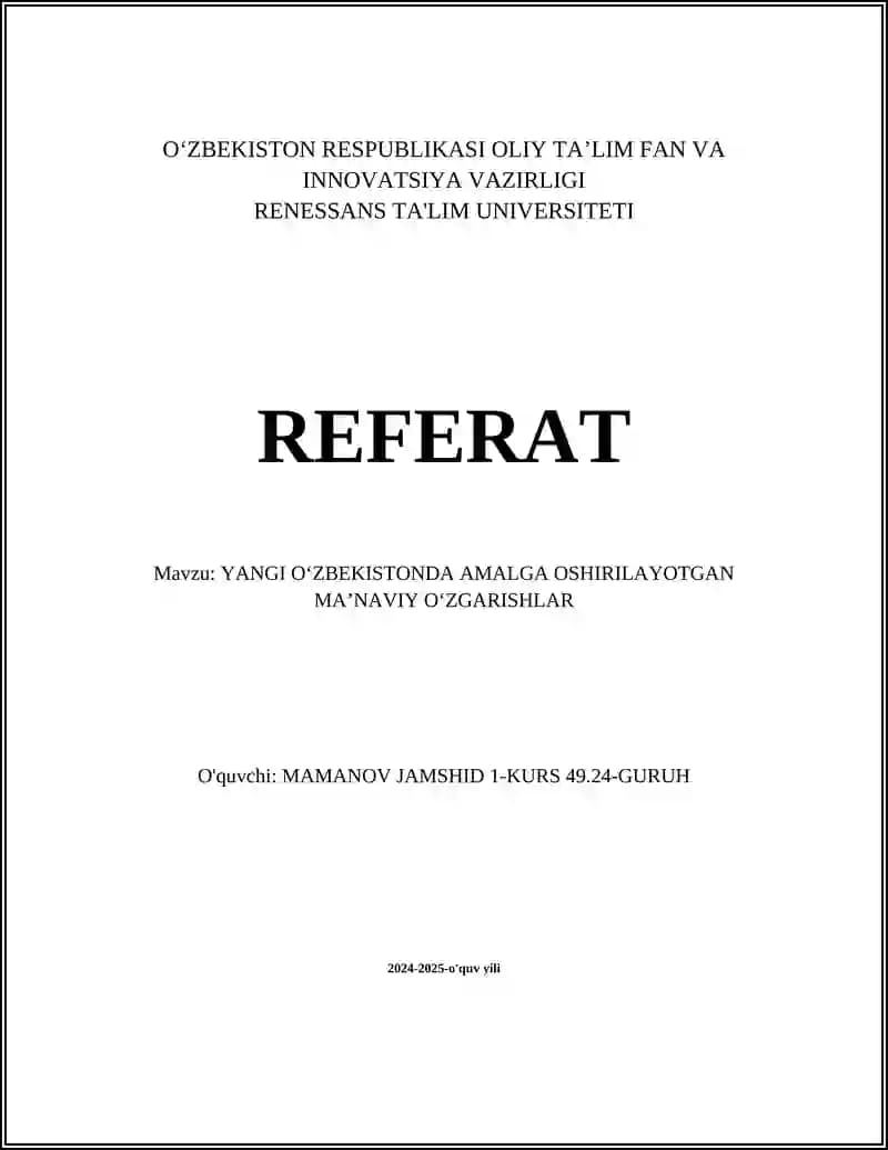 Ma'naviy Tiklanish Jarayonlari