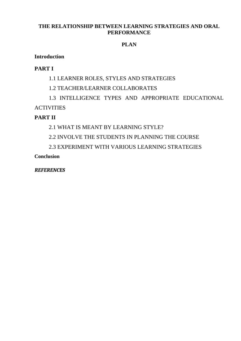 Relationship Between Learning Strategies and Oral Performance