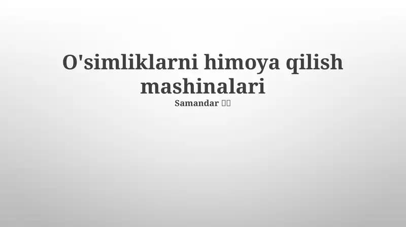 O'simliklarni himoya qilish mashinalari