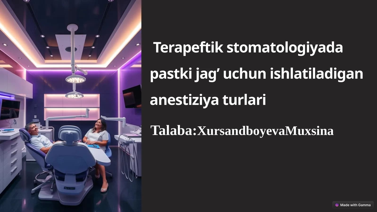 Stomatologiyada patstki jagʻda oʻtkaziladigan oʻrinsizlantirish haqida