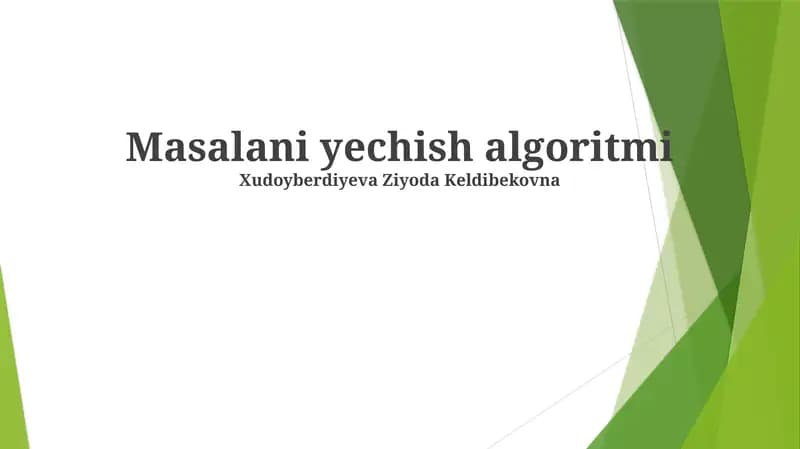 Masalani yechish algoritmi