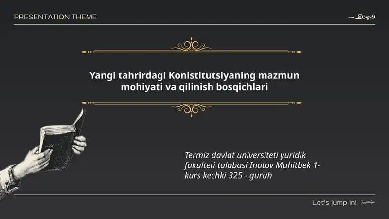 Yangi tahrirdagi Konistitutsiyaning mazmun mohiyati va qilinish bosqichlari