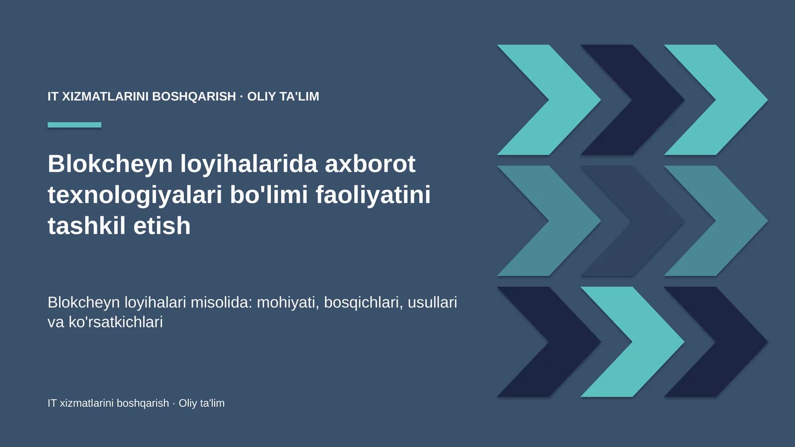 IT xizmatlarini boshqarish · Oliy ta'lim