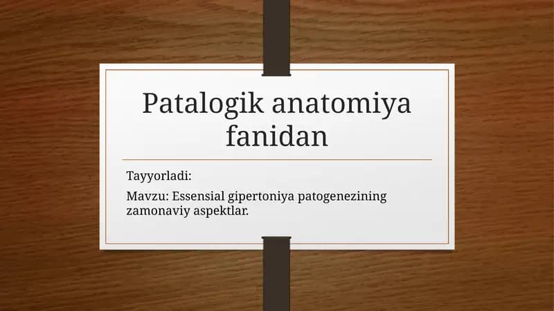 Essensial gipertoniya patogenezining zamonaviy aspektlar