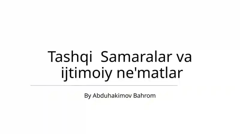 Tashqi Samaralar va ijtimoiy ne'matlar