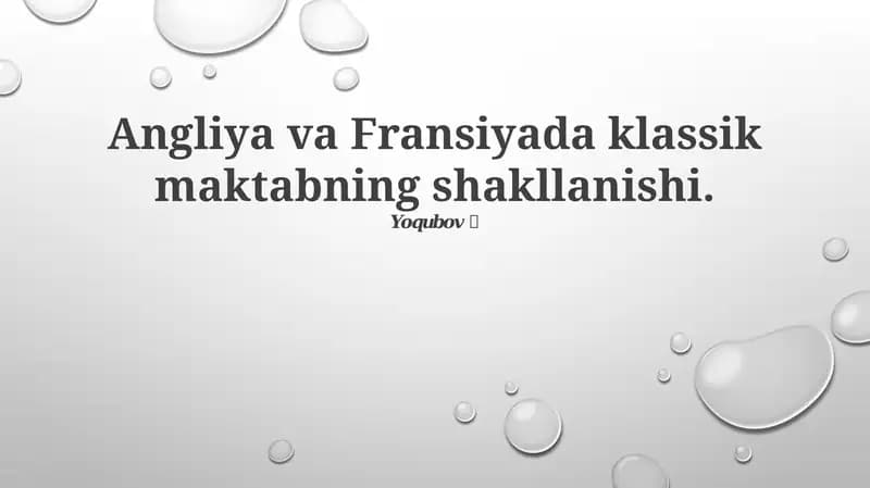 Klassik maktabning shakllanishi