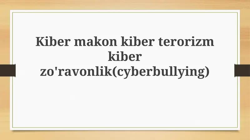Kibermakon, Kiberterrorizm va Kiberbulling
