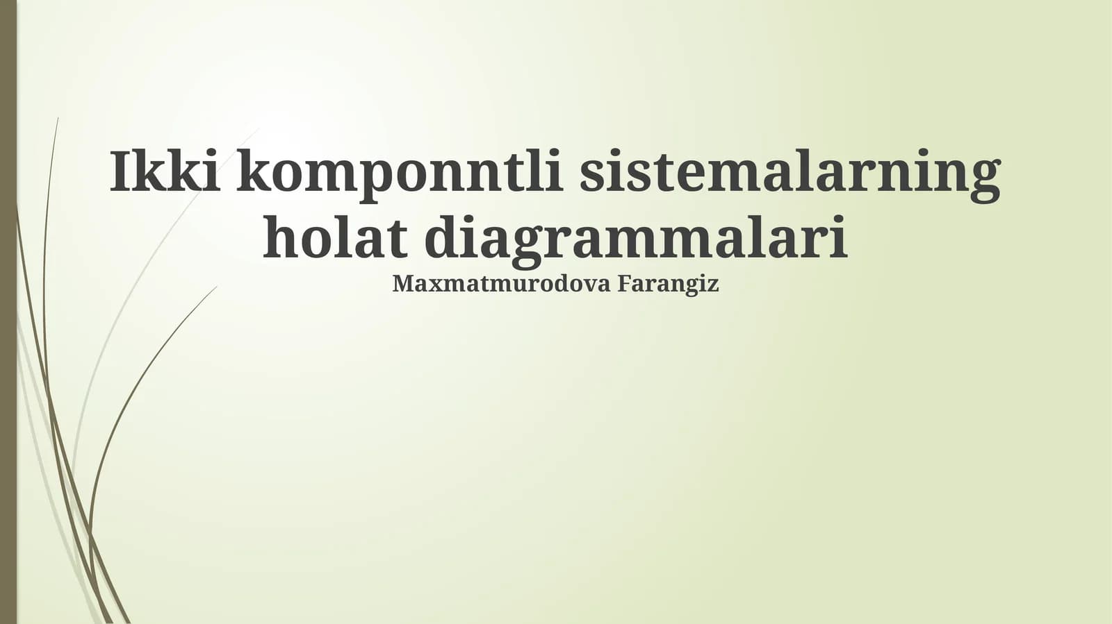 Ikki komponntli sistemalarning holat diagrammalari