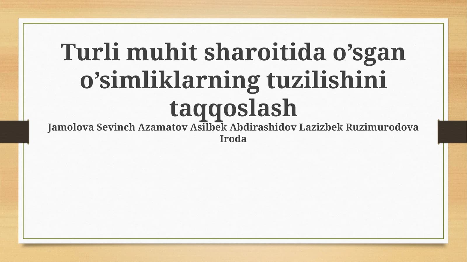 O'simliklar va ildiz ehtiyotlarni taqqoslash