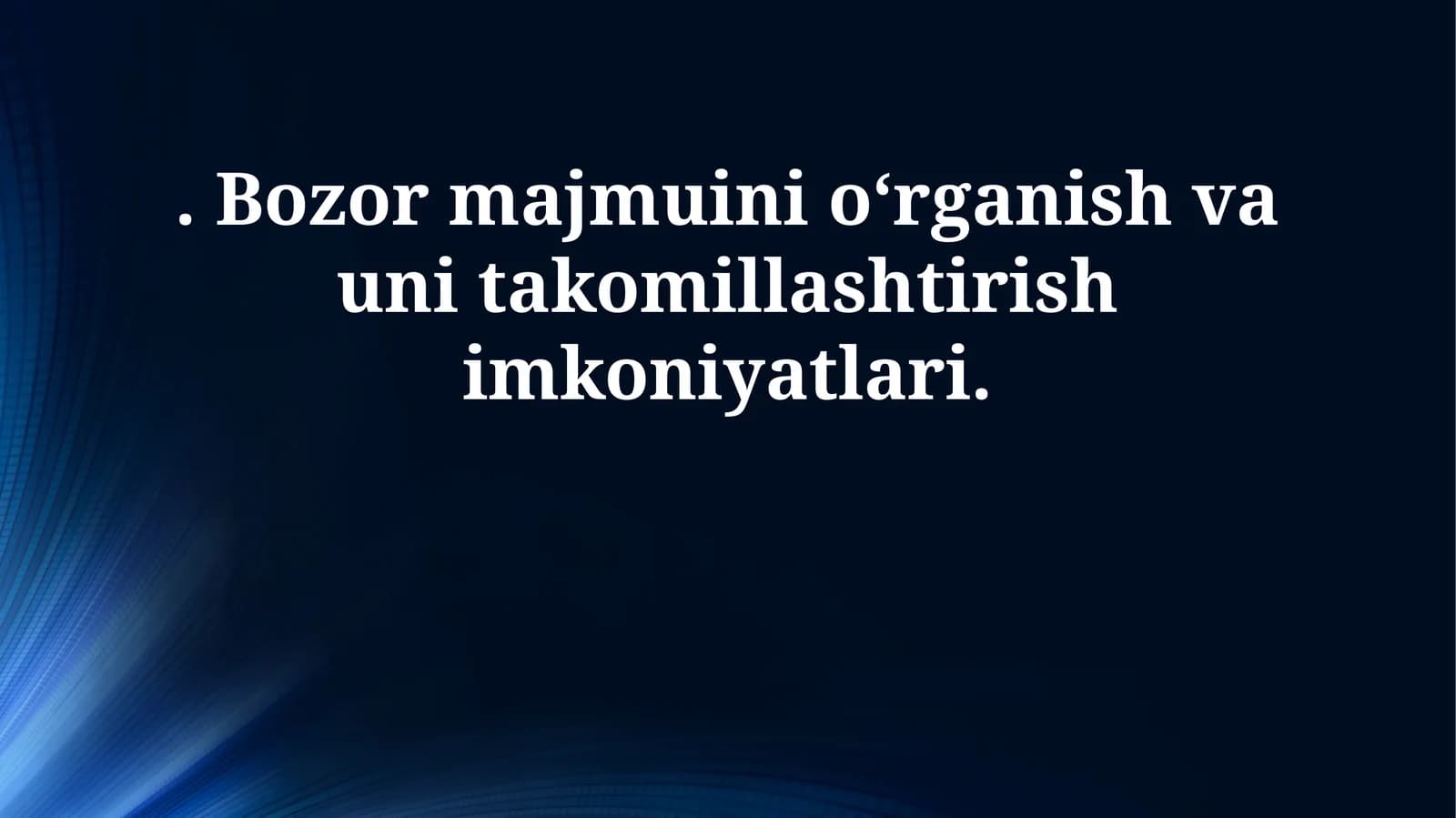 Bozor kompleksini tadqiq qilish
