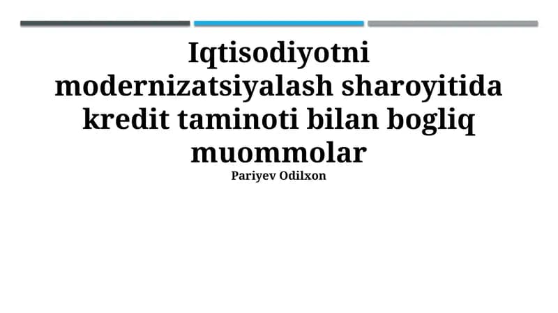 Kredit portfeli sifatining yomonlashuvi
