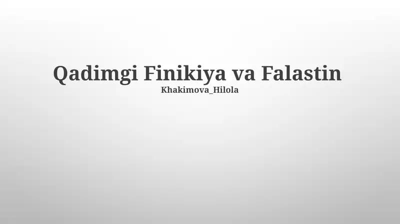 Qadimgi Finikiya va Falastin