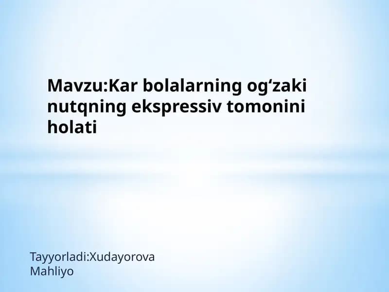 Nutqning ogʻzakini utqning ekspressiv tomonini holati