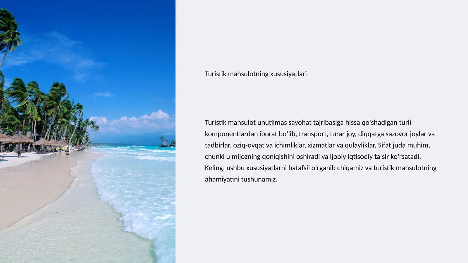 Turistik mahsulotning xususiyatlari