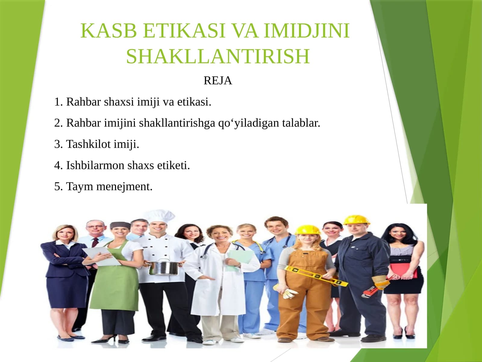 KASB ETIKASI VA IMIDJINISHAKLLANTIRISH