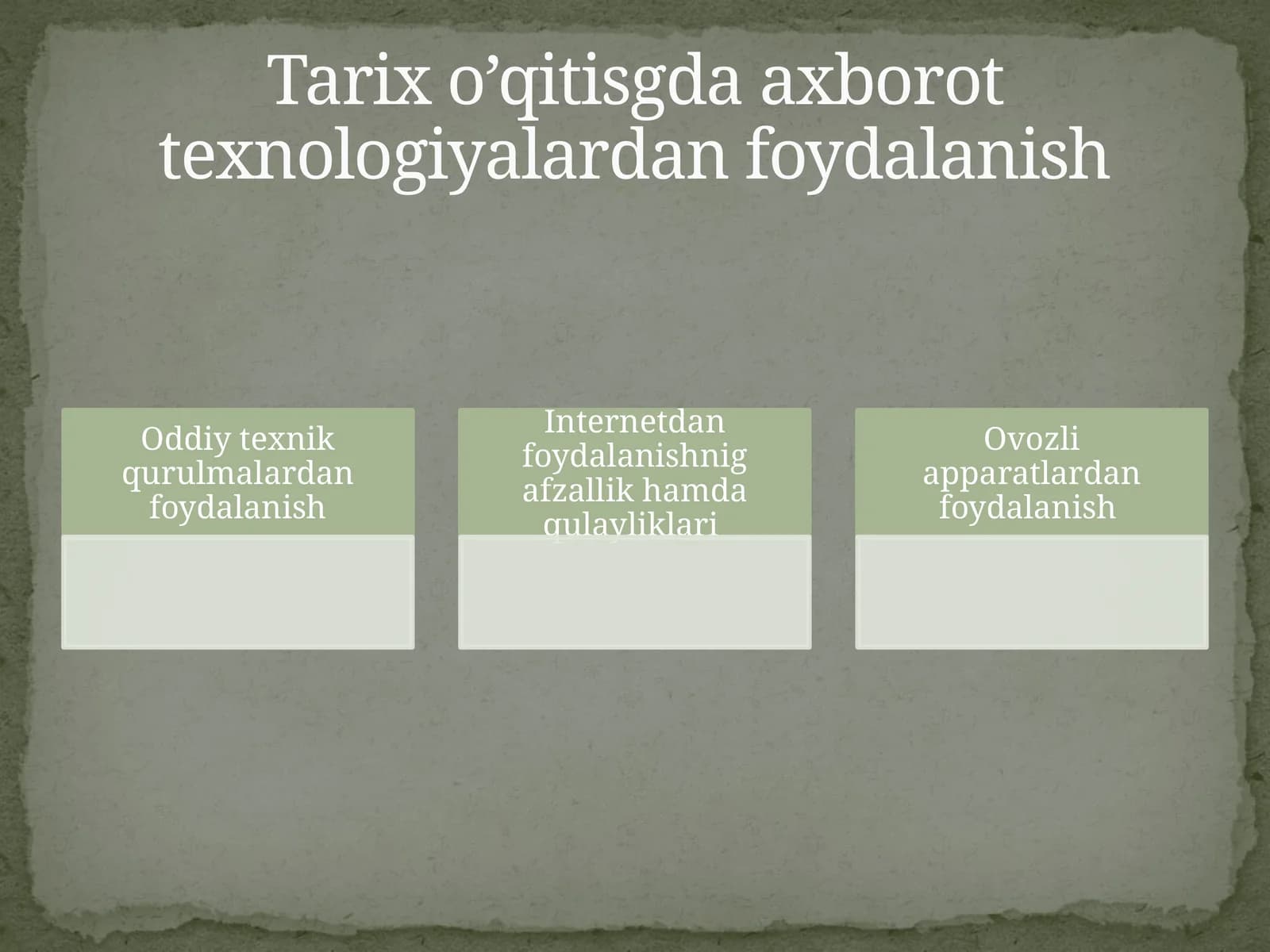 Tarix o’qitishda axborot texnologiyalardan foydalanish