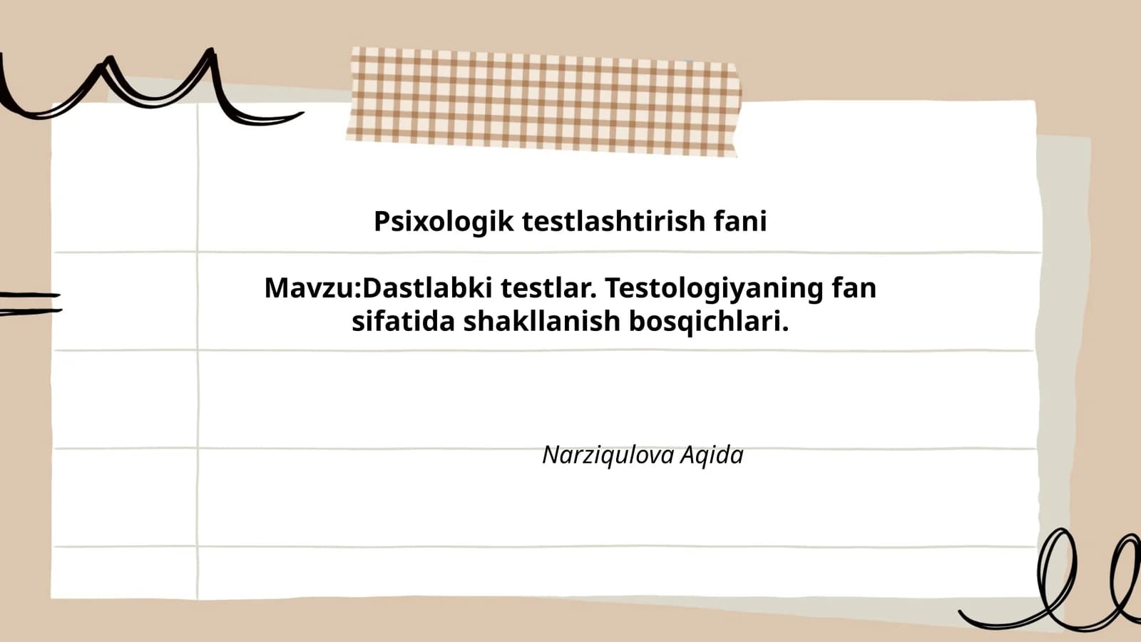 Psixologik testlashtirish fani